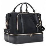 CAMTOP Women Ladies Travel Weekender Bag Overnight Duffel Carry - on Tote Bag with Luggage Sleeve fit 15.6 Inch Laptop Computer (Black with Shoe Compartment)