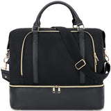 CAMTOP Women Ladies Travel Weekender Bag Overnight Duffel Carry - on Tote Bag with Luggage Sleeve fit 15.6 Inch Laptop Computer (Black with Shoe Compartment)