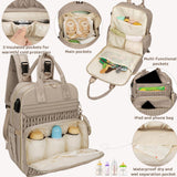 CandyHome Diaper Bag Backpack, Waterproof Stylish Baby Bag with Changing Pad, Large Capacity Travel Essentials Baby Diaper Bag with USB Port, Stroller Straps & Pacifier Case (Khaki)