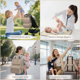 CandyHome Diaper Bag Backpack, Waterproof Stylish Baby Bag with Changing Pad, Large Capacity Travel Essentials Baby Diaper Bag with USB Port, Stroller Straps & Pacifier Case (Khaki)