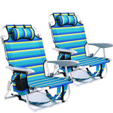 Canpsky 2 Pack Lightweight Portable Camping Beach Chair for Adults, Outdoor Lay Flat Folding Beach Chairs with 5 Positions, Backpack | Backpacks4Less