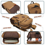 Canvas Backpack for Men Women, Vintage Rucksack Fits Most 15.6 Inch Laptop, Bookbag with USB Charging Port