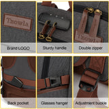 Canvas Laptop Backpack - Anti Theft Bag for Men Women,Rucksack Fits 15.6Inch Laptop, Work Travel with USB Charging Port and Lock