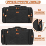 Canvas Mens Duffle Bag for Travel - Expandable 50L Weekender Bags with Toiletry Bag, Overnight Bag Travel Duffel Carry On Luggage with Removable Shoulder Strap, Durable & Water - Resistant