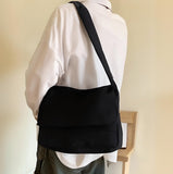 Canvas Messenger Bag Cross Body Bag Shoulder Bag Simple Design Thick and Sturdy (Black)