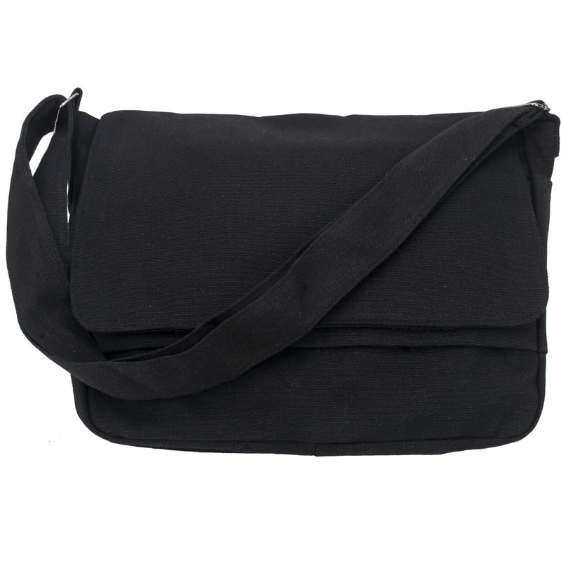 Canvas Messenger Bag Cross Body Bag Shoulder Bag Simple Design Thick and Sturdy (Black)