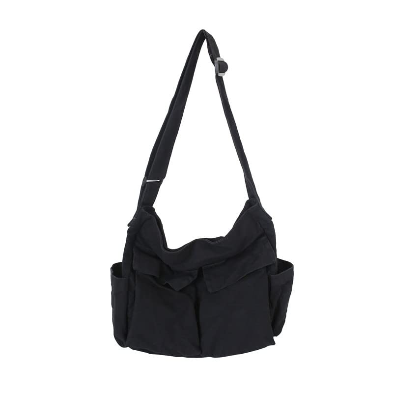 Canvas Messenger Bag Large Crossbody Bag with Multiple Pockets Canvas Shoulder Tote Bag for Women and Men