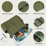 Canvas Messenger Bag Large Crossbody Bag with Multiple Pockets Canvas Shoulder Tote Bag for Women and Men (Army Green)