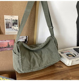 Canvas Messenger Bag Large Messenger Bags for Women Men Casual Canvas Crossbody Shoulder Bag with Multiple Pockets (Green)
