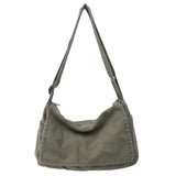Canvas Messenger Bag Large Messenger Bags for Women Men Casual Canvas Crossbody Shoulder Bag with Multiple Pockets (Green)
