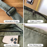 Canvas Messenger Bag Large Messenger Bags for Women Men Casual Canvas Crossbody Shoulder Bag with Multiple Pockets (Green)