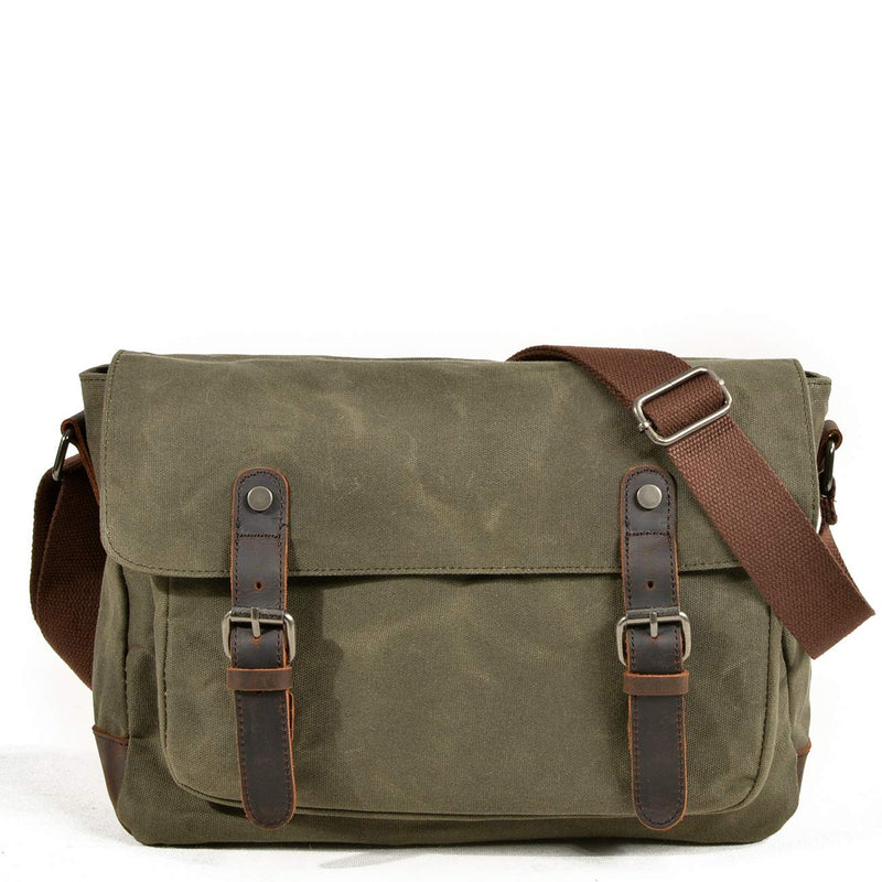 Canvas Messenger Bag, Vintage Crossbody Shoulder Bag,Heavy Waterproof Military Satchel for Men