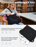 Canvas Messenger Bag,Lightweight Large Casual Crossbody Shoulder Hobo Bag for Women Men Work/Travel/College Black