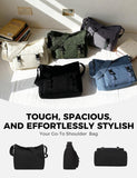 Canvas Messenger Bag,Lightweight Large Casual Crossbody Shoulder Hobo Bag for Women Men Work/Travel/College Black