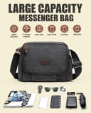Canvas Satchel Bag men,Classic small Messenger Bag for Men,Crossbody Bag Aesthetic small,Unisex Classic Canvas Shoulder Bag for women, Bookbag for Work,black.