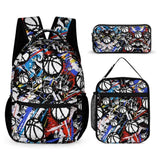 CaomeiWu Basketball Backpack with Lunch Box & Pencil Case for Kids Girls Boys School, 16 Inch Cool Basketball Bookbag, School Backpack for Students Children, sustainable, Lightweight, Large Capacity