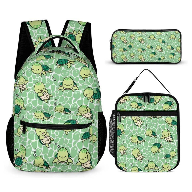 CaomeiWu Sea Turtle Backpack with Lunch Box & Pencil Case for Kids Girls Boys School, 16 Inch Cute Sea Turtle Bookbag, School Backpack for Students Children, Lightweight, Large Capacity
