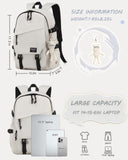 Caoroky knight College School Bag for Men Women Laptop Backpack 15.6 Inch Anti Theft Travel Daypack Large Elementary Middle High Bookbags for Teens Girls Boys Students - Medium,off - white