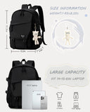 Caoroky knight College School Bag for Men Women Laptop Backpack 15.6 Inch Anti Theft Travel Daypack Large Elementary Middle High Bookbags for Teens Girls Boys Students - Medium，black