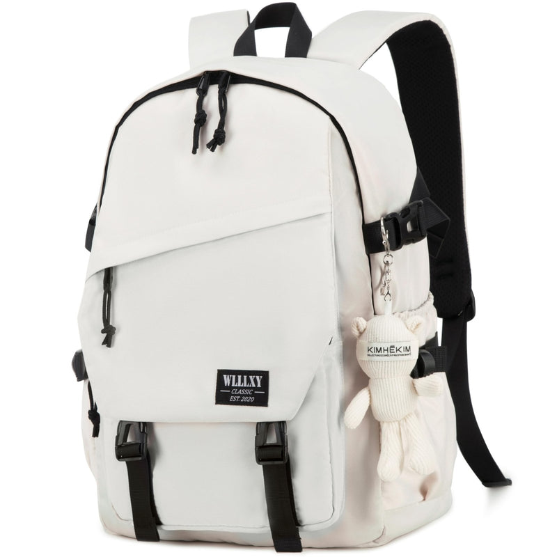 Caoroky knight College School Bag for Men Women Laptop Backpack 15.6 Inch Anti Theft Travel Daypack Large Elementary Middle High Bookbags for Teens Girls Boys Students - Medium,off - white