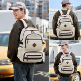Caoroky knight Laptop Backpacks College Bookbags Women Men Anti Theft Travel Backpacks Large Elementary Middle High School Bags for Kids Teens Girls Boys Students Adults Causal Daypack - Off White