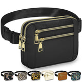Capolo Fanny Packs for Women Fashion Waist Packs Bag with Adjustable Strap and 4 Zipper Pockets Waterproof Everywhere Crossbody Belt Bag for Workout Running Travelling(Black)