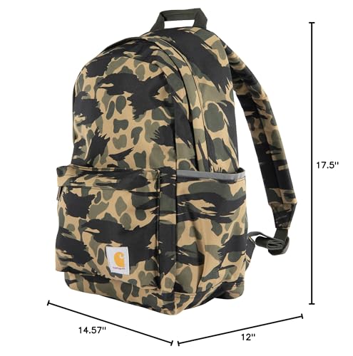 Carhartt 21L Classic Laptop Backpack, Water - Resistant Pack W/ 15" Laptop Sleeve and Organizational Compartments, Blind Duck Camo