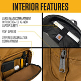 Carhartt 27L Classic Single - Compartment Backpack, Durable Pack with Laptop Sleeve and Duravax Abrasion Resistant Base, Brown