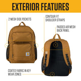 Carhartt 27L Classic Single - Compartment Backpack, Durable Pack with Laptop Sleeve and Duravax Abrasion Resistant Base, Brown
