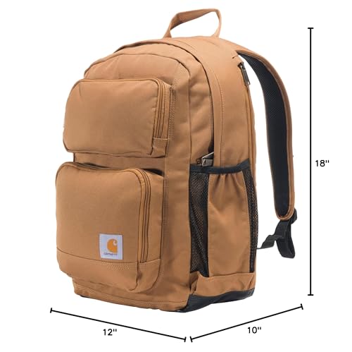 Carhartt 28L Dual - Compartment Backpack, Durable Pack with Laptop Sleeve and Duravax Abrasion Resistant Base, Carhartt Brown