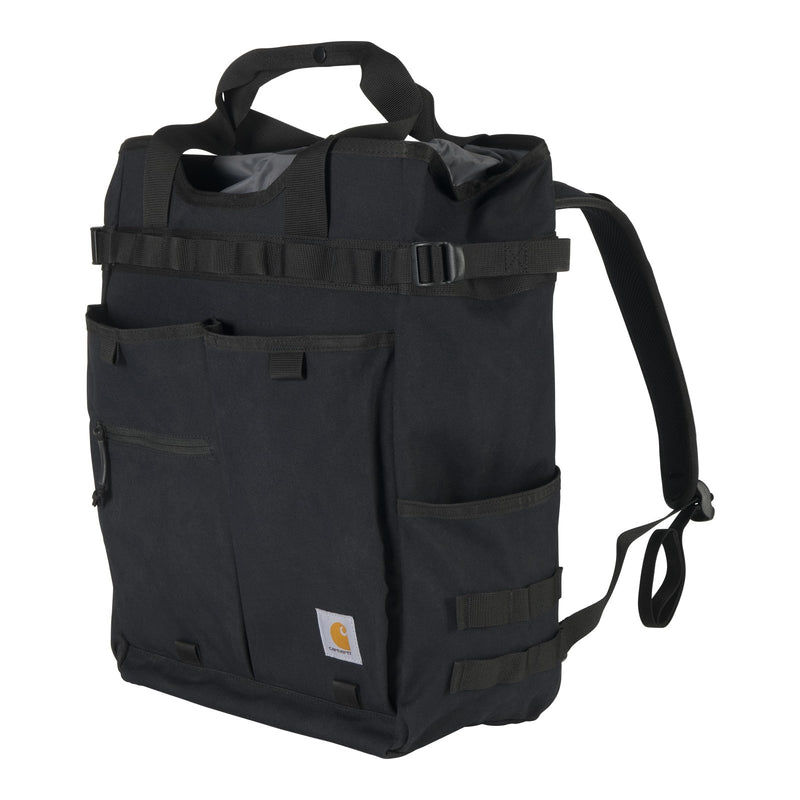 Carhartt 28L Nylon Cinch - Top Convertible Tote Backpack, Durable Pack with Laptop Sleeve, Black