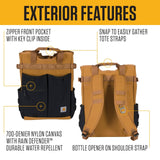 Carhartt 28L Nylon Cinch - Top Convertible Tote Backpack, Durable Pack with Laptop Sleeve, Carhartt Brown