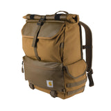 Carhartt 40L Nylon Roll Top Backpack, Heavy - Duty Water - Resistant Material W/ 17" Laptop Sleeve, Carhartt Brown