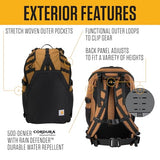 Carhartt 45L Internal Frame Hiking Backpack, Durable Backpacking Pack W/Hydration Port, Camping Daypack for Men & Women, Brown