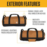 Carhartt Classic Round Duffel with Utility Pouch, Heavy - Duty, Water - Resistant Packable Gear Bag for Jobsite, Gym, and Travel, Black, 40L
