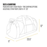 Carhartt Classic Round Duffel with Utility Pouch, Heavy - Duty, Water - Resistant Packable Gear Bag for Jobsite, Gym, and Travel, Black, 40L