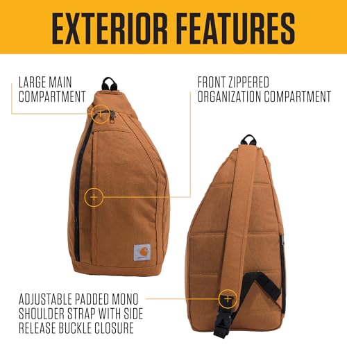 Carhartt Durable Sling Bag, Crossbody Backpack with Side Release Buckle, Tablet Sleeve and Adjustable Strap, Black