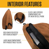 Carhartt Durable Sling Bag, Crossbody Backpack with Side Release Buckle, Tablet Sleeve and Adjustable Strap, Gravel