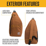 Carhartt Durable Sling Bag, Crossbody Backpack with Side Release Buckle, Tablet Sleeve and Adjustable Strap, Gravel