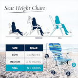 CARIBBEAN JOE Folding Beach Chair, 4 Position Portable Backpack Foldable Camping Chair with Headrest, Cup Holder, and Wooden Armrests (Blue, Lime Stripe, 300lbs Capacity)