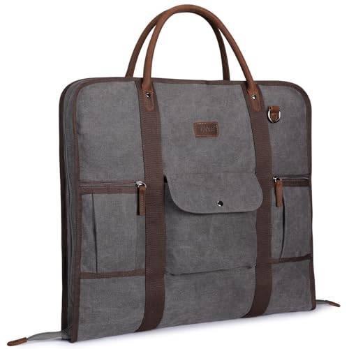 Carry On Garment Bag for Business Travel S-ZONE Canvas Leather Men Suit Cover | Backpacks4Less