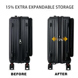 Carry On Luggage 20 inch Airline Approved with Wheels, Expandable Suitcase Top Opening Lightweight Small Travel Luggage with Cup Holder and Side Hooker, Hard Shell Carry On Suitcases for Short Travel