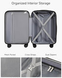 Carry On Luggage 22 x 14 x 9 Airline Approved, H1F Front Pocket Hardside Suitcase with Spinner Wheels, TSA Lock, Includes Tote Bag (FX-Lite, Beige, 3 Piece Sets)