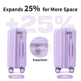 Carry On Luggage Set 22x14x9 Airline Approved, Expandable 20 Inch Carry - On Suitcases With Wheels, Lightweight Luggage Sets 3 Pieces With Backpack, Lavender