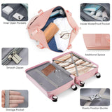 Carry - On Luggage with Cup Holder and USB Port with Cosmetic Carry On Bag and TSA