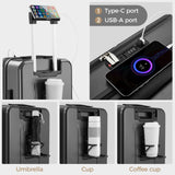 CASELLY Carry on Luggage Top opening Suitcases, Expandable with Cup Holder and USB Charging Port,Lightweight with Front Pocket Rolling Suitcases with Spinner Wheels