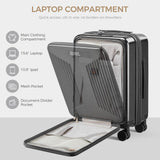 CASELLY Carry on Luggage Top opening Suitcases, Expandable with Cup Holder and USB Charging Port,Lightweight with Front Pocket Rolling Suitcases with Spinner Wheels