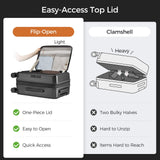 CASELLY Carry On Luggage Top Opening with Cup Holder & Phone Holder, Expandable PC Hard Shell Suitcase, USB Charging Port, Side Hook, 360° Spinner Wheels, TSA Lock & YKK Zippers for Women Man Gifts