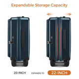 CASELLY Carry On Luggage Top Opening with Cup Holder & Phone Holder, Expandable PC Hard Shell Suitcase, USB Charging Port, Side Hook, 360° Spinner Wheels, TSA Lock & YKK Zippers for Women Man Gifts