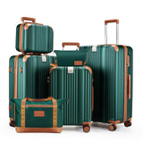 CASELLY Luggage Set 6 Piece with Cup Holder,Hardshell TSA Lock Spinner Wheels Carry on Lightweight Suitcase，Hook and YKK Zippers for Valentine Gifts(Dark Green, 6 piece sets（14/20/24/28/DB/TB）)